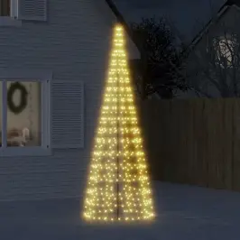 Led Kalėdų Eglutė Ant Vėliavos Stiebo 550Led Šiltai Balta 300Cm