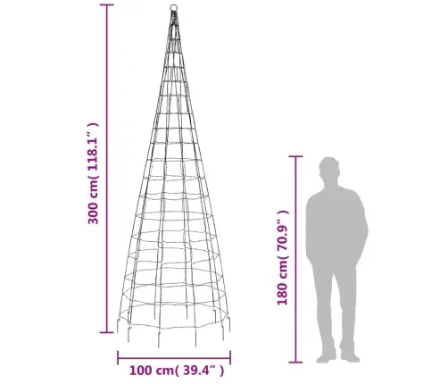 Led Ziemassvētku Eglīte Uz Karoga Masta 550 Led Zila 300 Cm Vidaxl