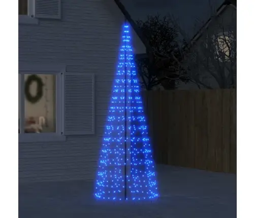 Led Ziemassvētku Eglīte Uz Karoga Masta 550 Led Zila 300 Cm Vidaxl