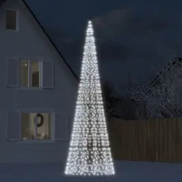 Led Kalėdų Eglutė Ant Vėliavos Stiebo 1534 Led Šaltai Balta