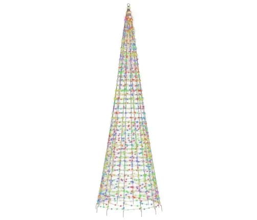 Led Kalėdų Eglutė Ant Vėliavos Stiebo 1534 Led Spalvingi 500 Cm