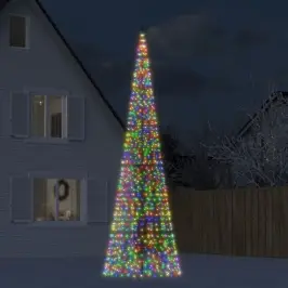 Led Kalėdų Eglutė Ant Vėliavos Stiebo 1534 Led Spalvingi 500 Cm