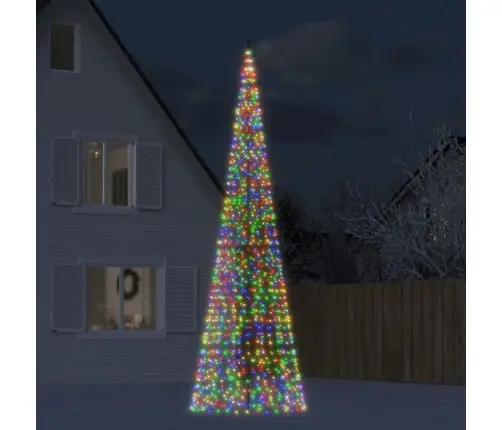 Led Kalėdų Eglutė Ant Vėliavos Stiebo 1534 Led Spalvingi 500 Cm