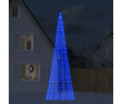 Led Ziemassvētku Eglīte Uz Karoga Masta 1534 Led Zila 500 Cm Vidaxl