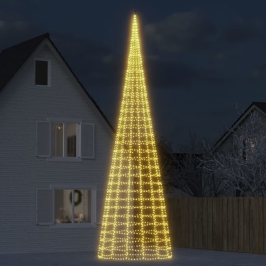 Led Kalėdų Eglutė Ant Vėliavos Stiebo 3000 Led Šiltai Balta