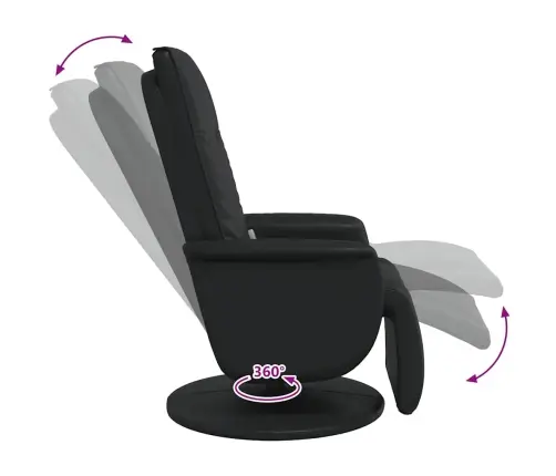 Masāžas Krēsls Ar Kāju Balstu, Atgāžams, Melna Mākslīgā Āda Vidaxl