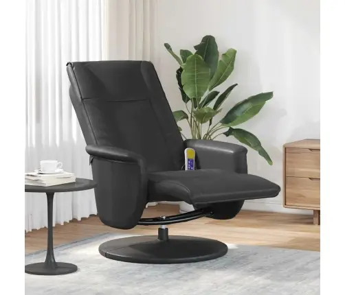 Masāžas Krēsls Ar Kāju Balstu, Atgāžams, Melna Mākslīgā Āda Vidaxl