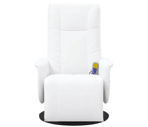 Masāžas Krēsls Ar Kāju Balstu, Atgāžams, Balta Mākslīgā Āda Vidaxl