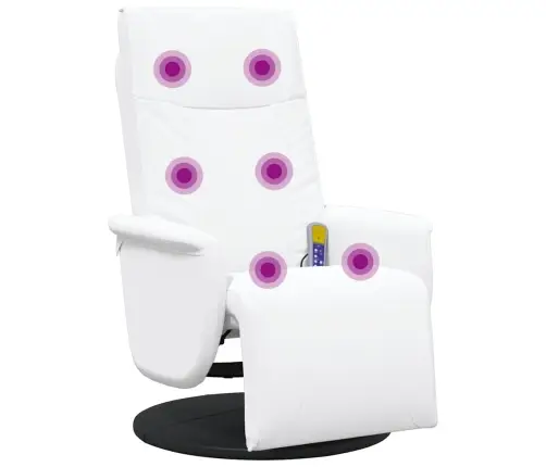 Masāžas Krēsls Ar Kāju Balstu, Atgāžams, Balta Mākslīgā Āda Vidaxl