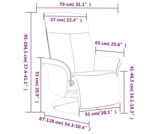 Krēsls Ar Kāju Balstu, Atgāžams, Pelēkbrūns Audums Vidaxl