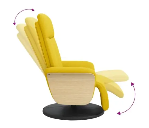 Krēsls Ar Kāju Balstu, Atgāžams, Gaiši Dzeltens Audums Vidaxl