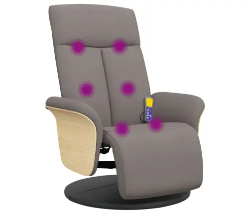 Masāžas Krēsls Ar Kāju Balstu, Atgāžams, Pelēkbrūns Audums Vidaxl