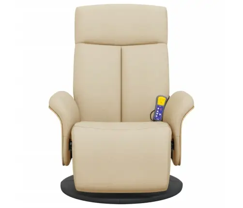 Masāžas Krēsls Ar Kāju Balstu, Atgāžams, Krēmkrāsas Audums Vidaxl