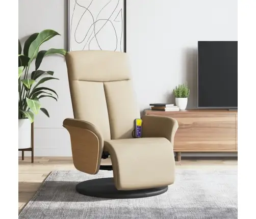 Masāžas Krēsls Ar Kāju Balstu, Atgāžams, Krēmkrāsas Audums Vidaxl