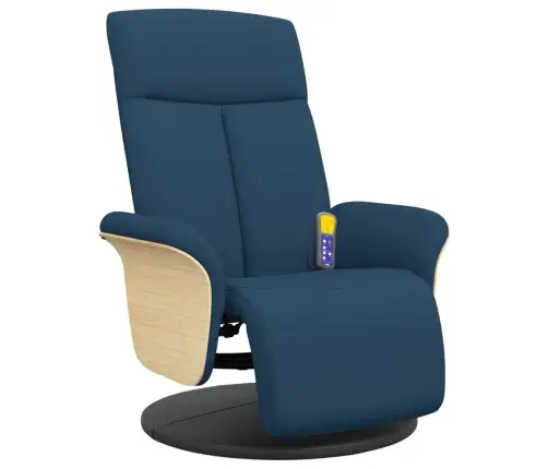 Atlošiama Masažinė Kėdė Su Pakoja, Mėlynos Spalvos, Audinys