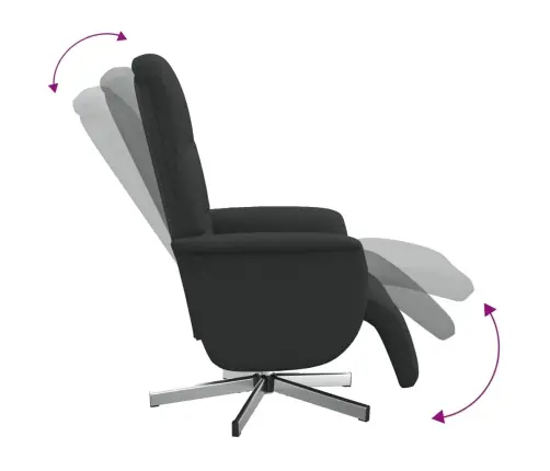 Atpūtas Krēsls Ar Kāju Balstu, Atgāžams, Melns Audums Vidaxl