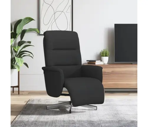Atpūtas Krēsls Ar Kāju Balstu, Atgāžams, Melns Audums Vidaxl