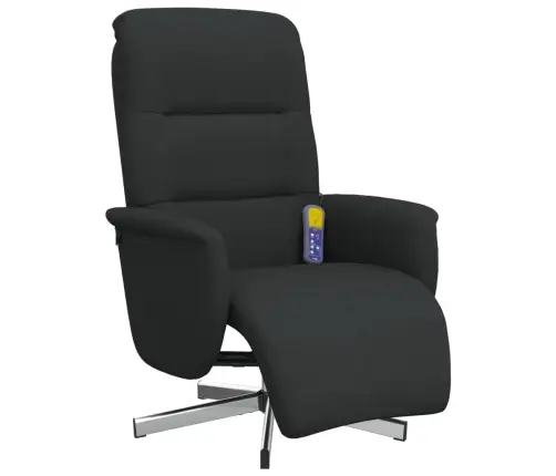 Masāžas Krēsls Ar Kāju Balstu, Atgāžams, Melns Audums Vidaxl