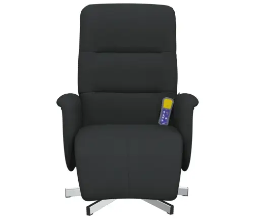 Masāžas Krēsls Ar Kāju Balstu, Atgāžams, Melns Audums Vidaxl