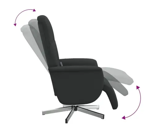 Masāžas Krēsls Ar Kāju Balstu, Atgāžams, Melns Audums Vidaxl