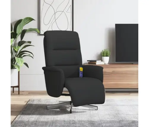 Masāžas Krēsls Ar Kāju Balstu, Atgāžams, Melns Audums Vidaxl