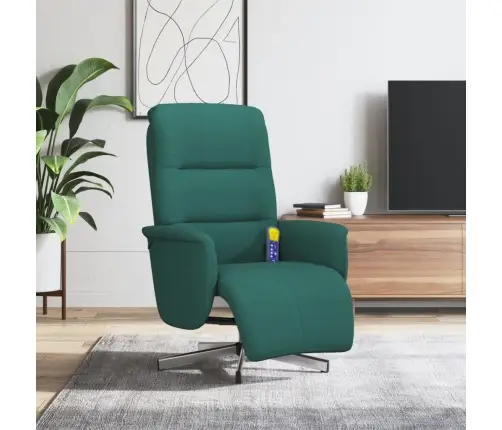 Masāžas Krēsls Ar Kāju Balstu, Atgāžams, Tumši Zaļš Audums Vidaxl