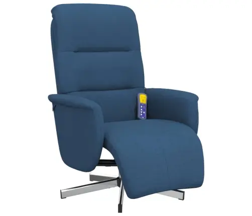 Atlošiama Masažinė Kėdė Su Pakoja, Mėlynos Spalvos, Audinys