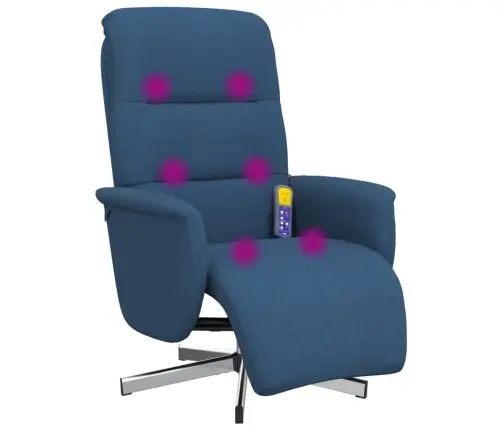 Atlošiama Masažinė Kėdė Su Pakoja, Mėlynos Spalvos, Audinys