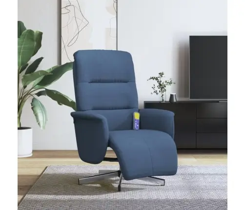 Atlošiama Masažinė Kėdė Su Pakoja, Mėlynos Spalvos, Audinys