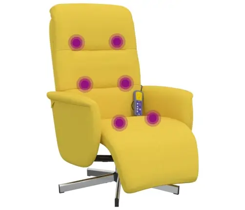 Atlošiama Masažinė Kėdė Su Pakoja, Šviesiai Geltona, Audinys Atlošiama Masažinė Kėdė Su Pakoja, Šviesiai Geltona, Audinys