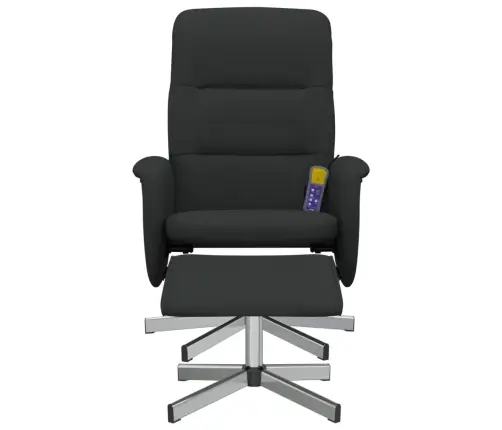 Masāžas Krēsls Ar Kāju Balstu, Atgāžams, Melns Audums Vidaxl