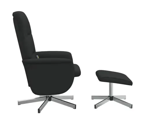 Masāžas Krēsls Ar Kāju Balstu, Atgāžams, Melns Audums Vidaxl