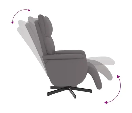 Atpūtas Krēsls Ar Kāju Balstu, Atgāžams, Pelēka Mākslīgā Āda Vidaxl