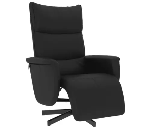 Atpūtas Krēsls Ar Kāju Balstu, Atgāžams, Melna Mākslīgā Āda Vidaxl