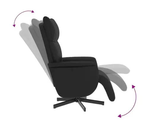 Atpūtas Krēsls Ar Kāju Balstu, Atgāžams, Melna Mākslīgā Āda Vidaxl