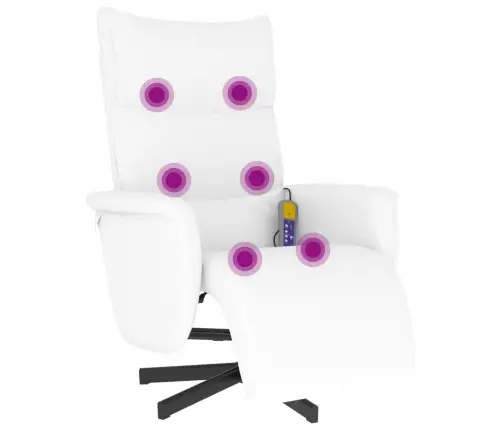 Masāžas Krēsls Ar Kāju Balstu, Atgāžams, Balta Mākslīgā Āda Vidaxl