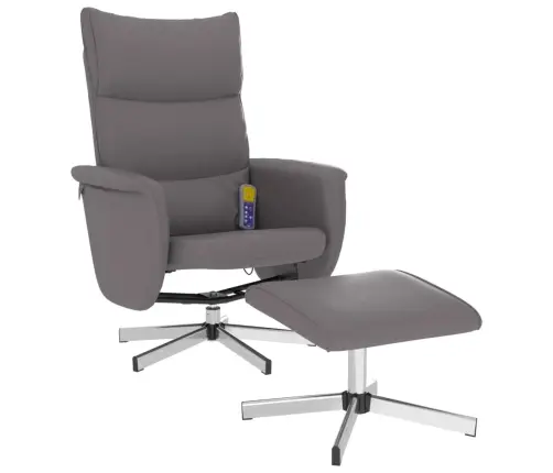 Masāžas Krēsls Ar Kāju Soliņu, Atgāžams, Pelēka Mākslīgā Āda Vidaxl