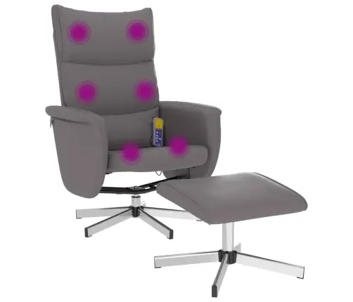 Masāžas Krēsls Ar Kāju Soliņu, Atgāžams, Pelēka Mākslīgā Āda Vidaxl