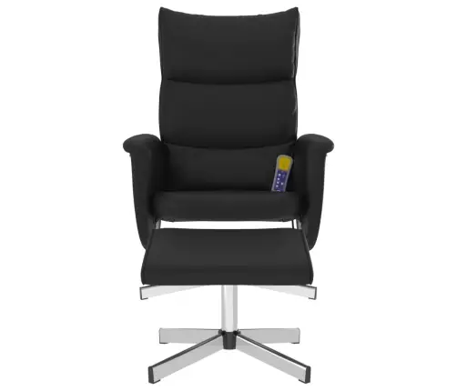 Masāžas Krēsls Ar Kāju Soliņu, Atgāžams, Melna Mākslīgā Āda Vidaxl