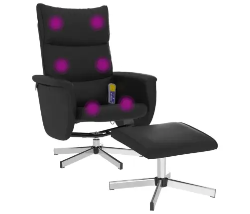 Masāžas Krēsls Ar Kāju Soliņu, Atgāžams, Melna Mākslīgā Āda Vidaxl