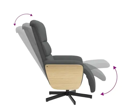 Atlošiama Kėdė Su Pakoja, Tamsiai Pilkos Spalvos, Audinys Atlošiama Kėdė Su Pakoja, Tamsiai Pilkos Spalvos, Audinys