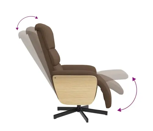 Krēsls Ar Kāju Balstu, Atgāžams, Brūns Audums Vidaxl