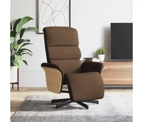 Krēsls Ar Kāju Balstu, Atgāžams, Brūns Audums Vidaxl
