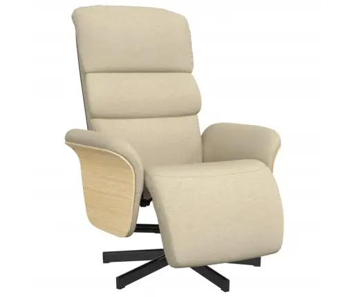 Krēsls Ar Kāju Balstu, Atgāžams, Krēmkrāsas Audums Vidaxl
