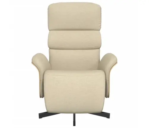 Krēsls Ar Kāju Balstu, Atgāžams, Krēmkrāsas Audums Vidaxl