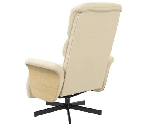 Krēsls Ar Kāju Balstu, Atgāžams, Krēmkrāsas Audums Vidaxl