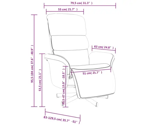 Krēsls Ar Kāju Balstu, Atgāžams, Krēmkrāsas Audums Vidaxl