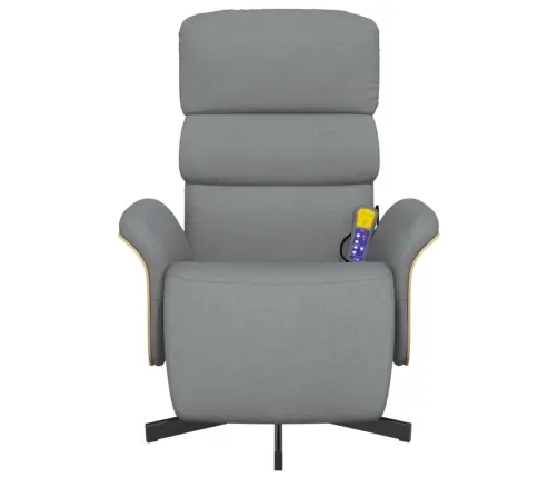 Masāžas Krēsls Ar Kāju Balstu, Gaiši Pelēks Audums Vidaxl