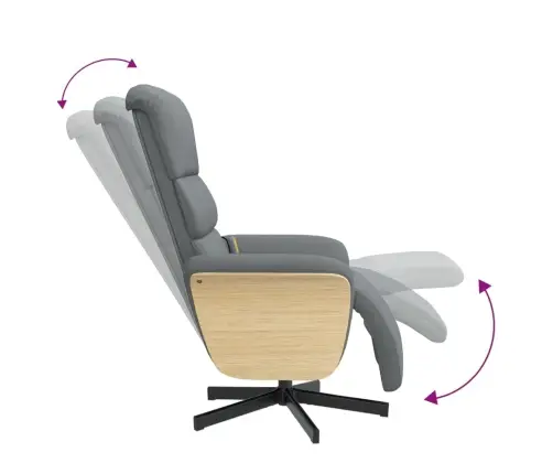 Masāžas Krēsls Ar Kāju Balstu, Gaiši Pelēks Audums Vidaxl