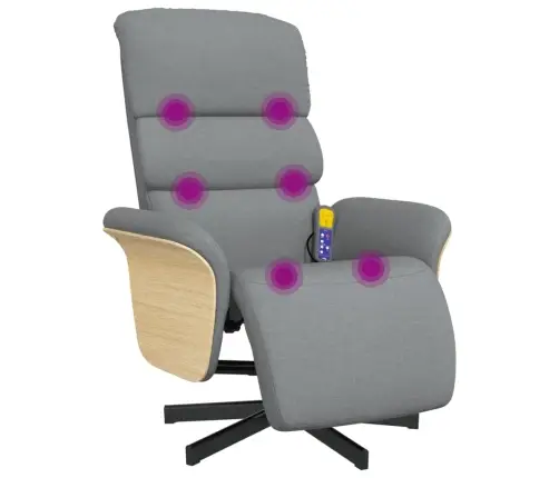 Masāžas Krēsls Ar Kāju Balstu, Gaiši Pelēks Audums Vidaxl